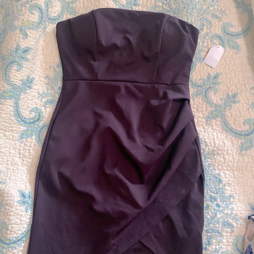 Charlotte Russe tulip hem runched side dress Large plum purple New with tags